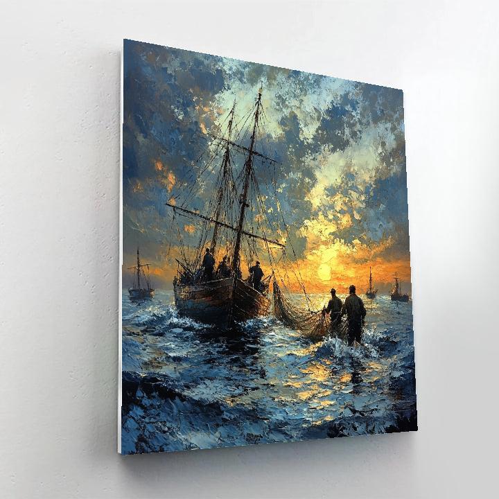 Winslow Homer Inspired Fishermen At Dusk paint by number