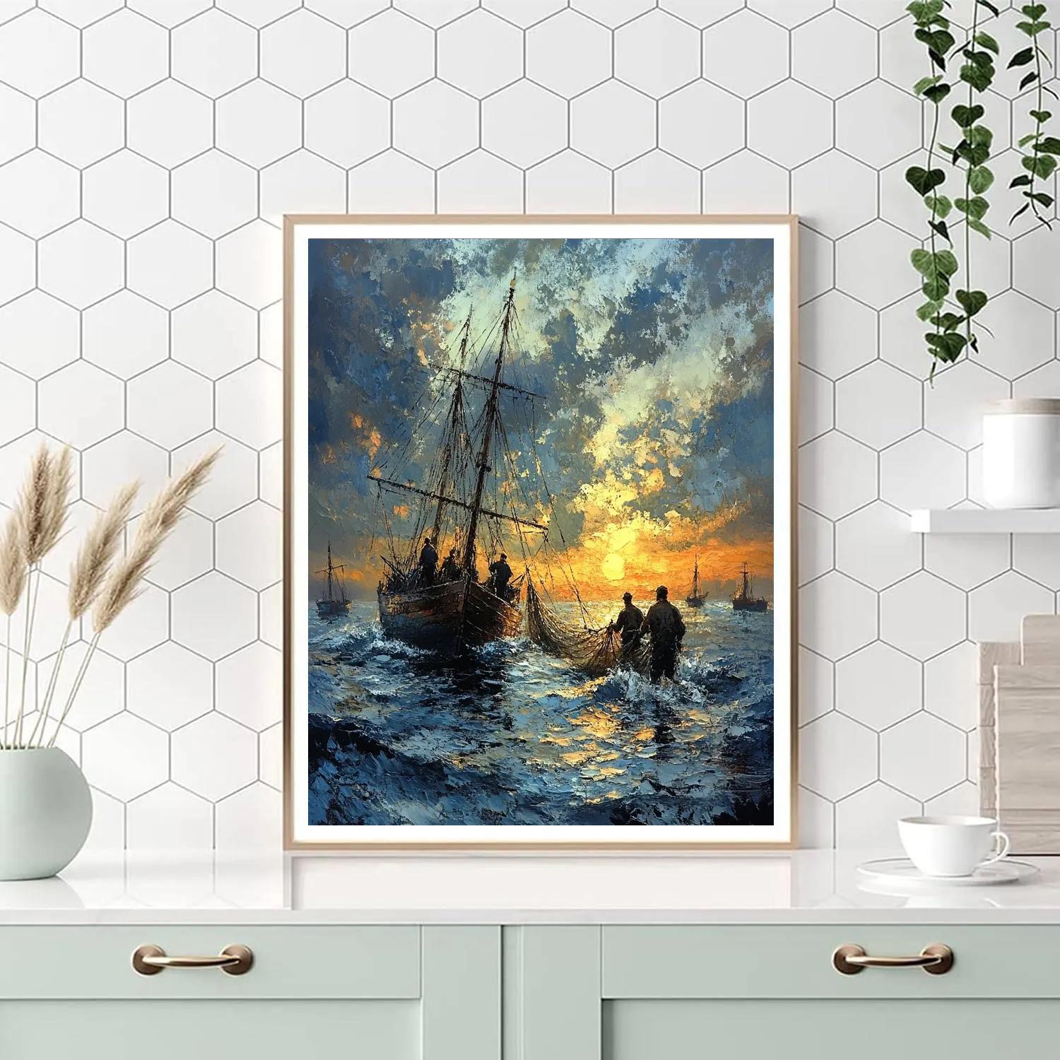 Winslow Homer Inspired Fishermen At Dusk paint by number