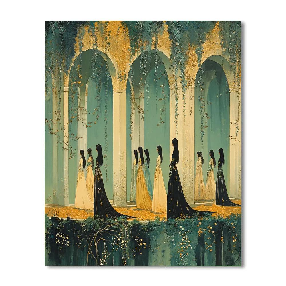 Edward Burne-Jones Inspired Fairy Court Paint by numbers art