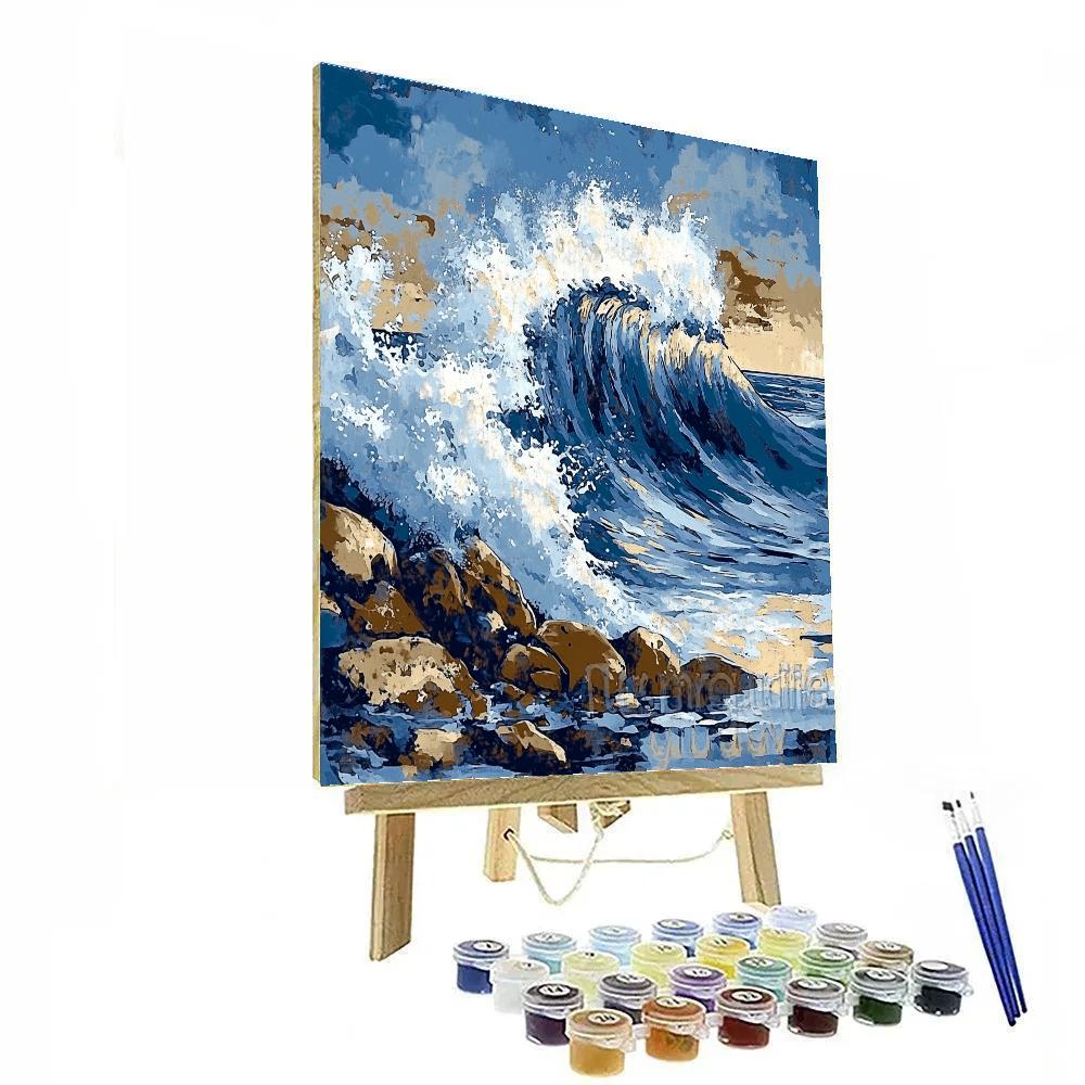 Hokusai Inspired Great Wave Beach paint by number