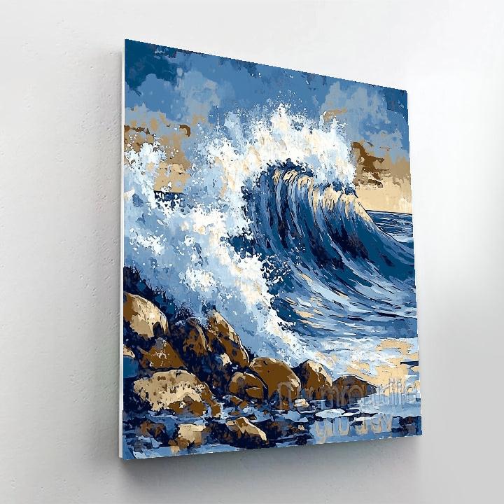 Hokusai Inspired Great Wave Beach paint by number
