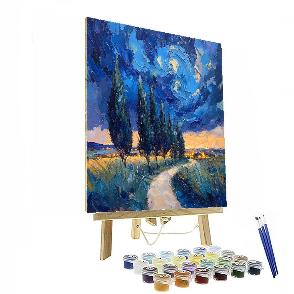 Van Gogh Inspired Sunlit Cypress Paint by numbers kits