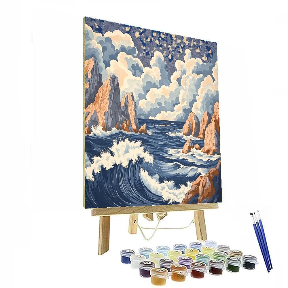 Hokusai Inspired Coastal Cliffs Painting by numbers kit