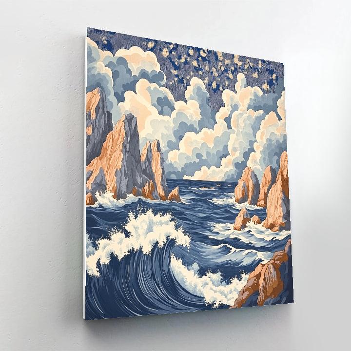 Hokusai Inspired Coastal Cliffs Painting by numbers kit