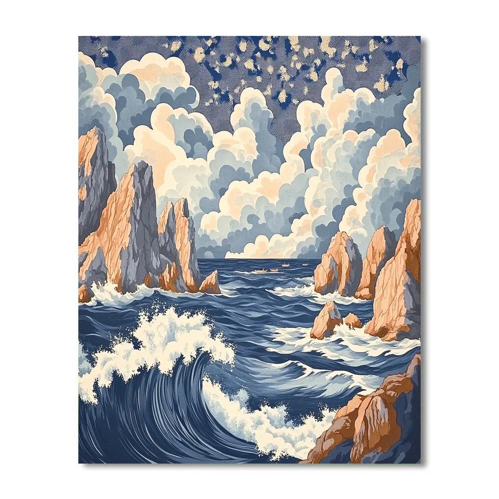 Hokusai Inspired Coastal Cliffs Painting by numbers kit