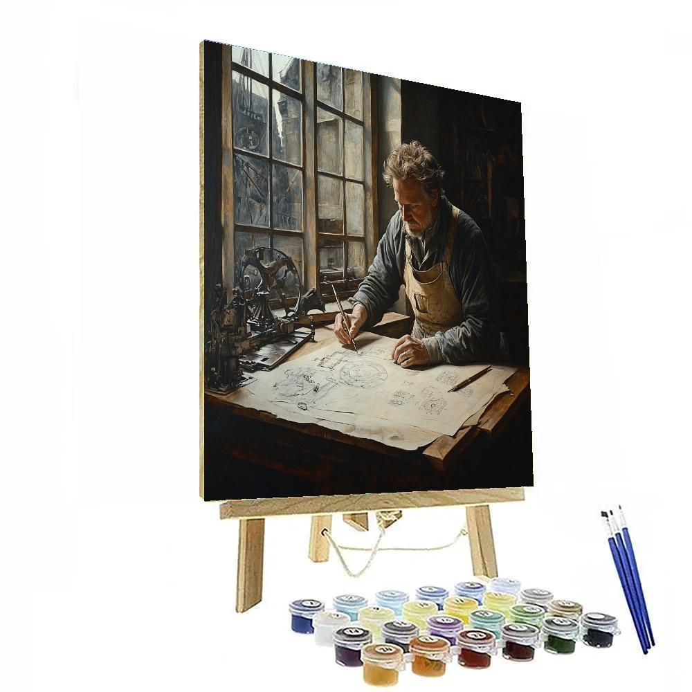 Leonardo Da Vinci Inspired Inventors Study Painting by numbers kit