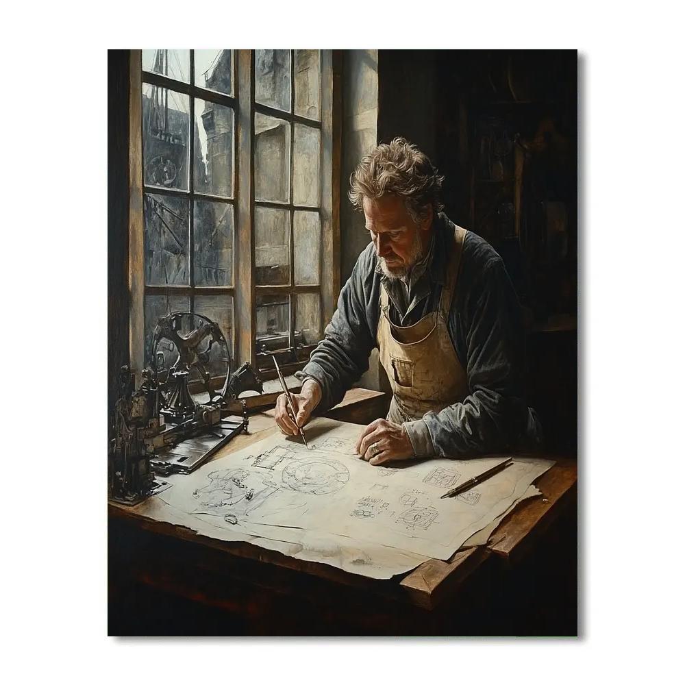 Leonardo Da Vinci Inspired Inventors Study Painting by numbers kit