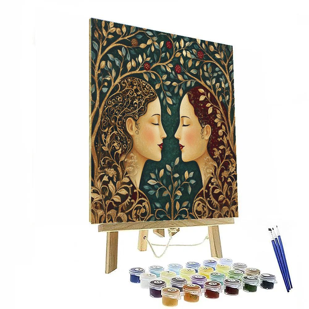 Gustav Klimt Inspired Orchard Embrace paint by numbers