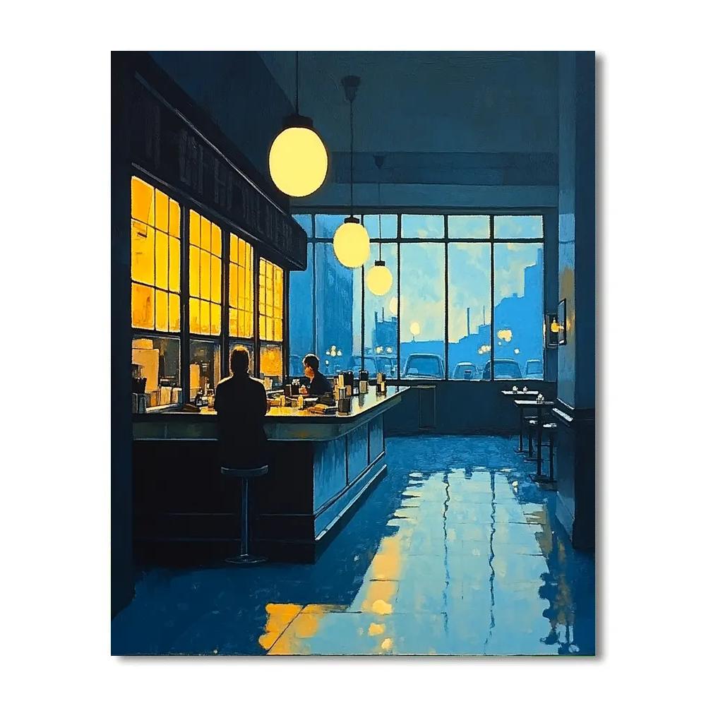 Edward Hopper Inspired Morning Diner DIY paint by numbers