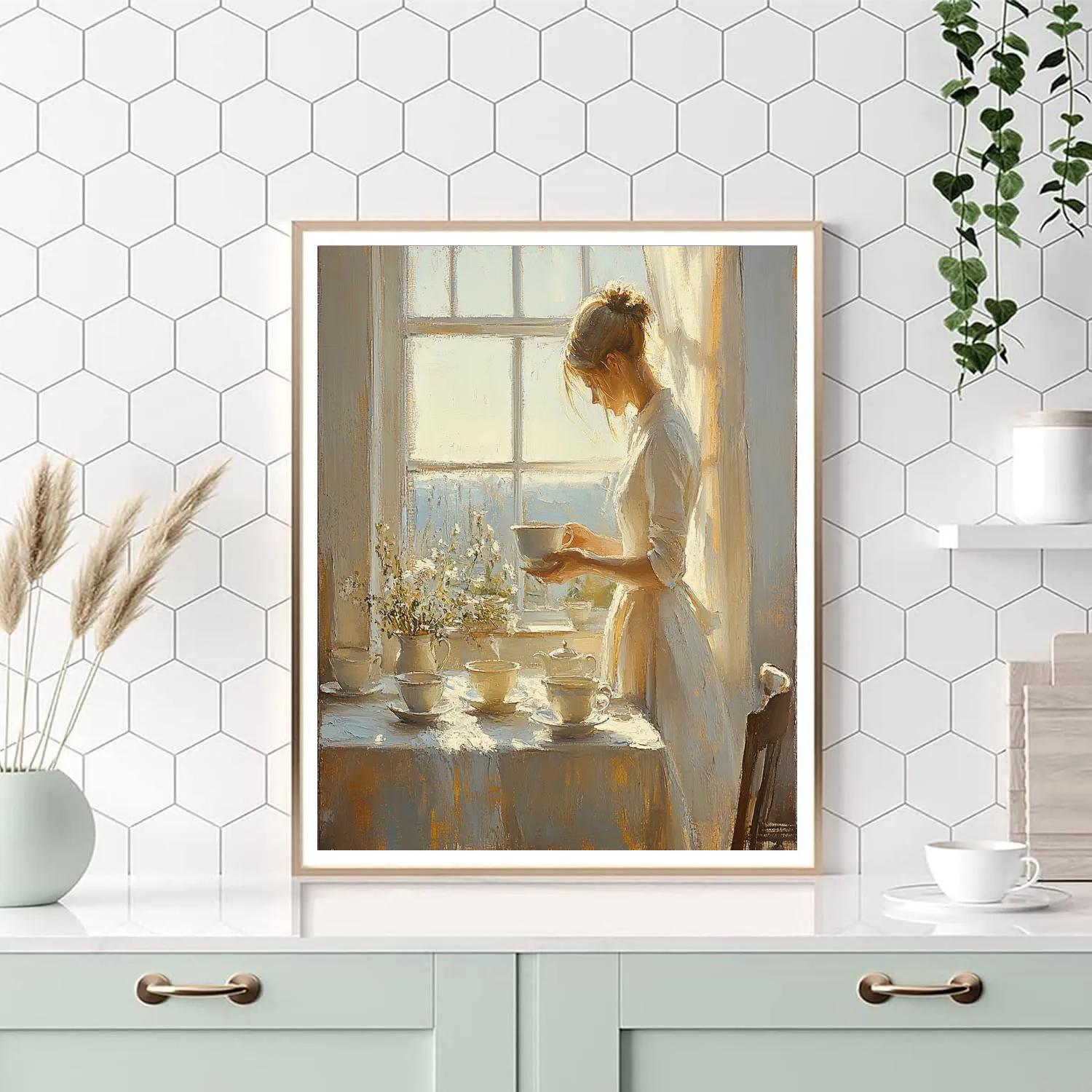Vermeer Inspired Tea Ritual painting number kit