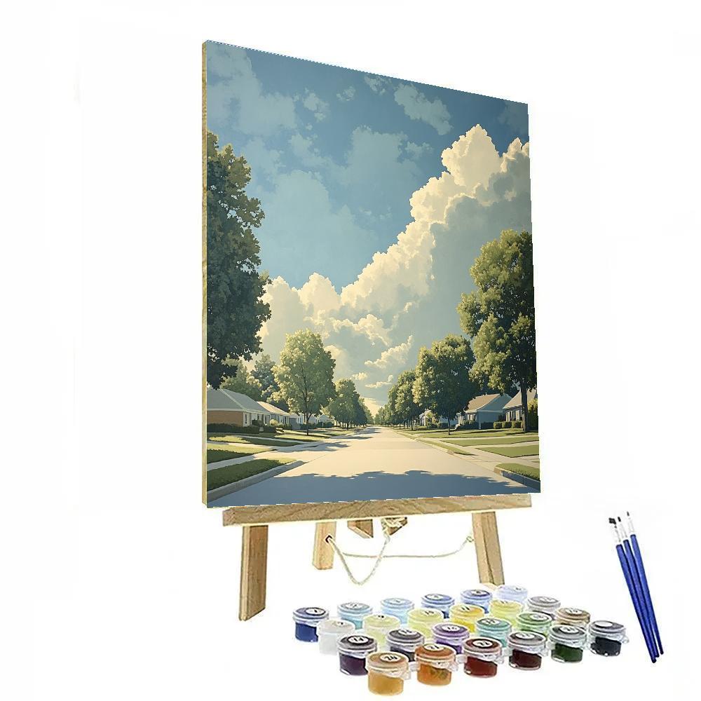 René Magritte Inspired Quiet Suburb Paint by numbers art