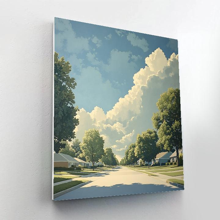 René Magritte Inspired Quiet Suburb Paint by numbers art