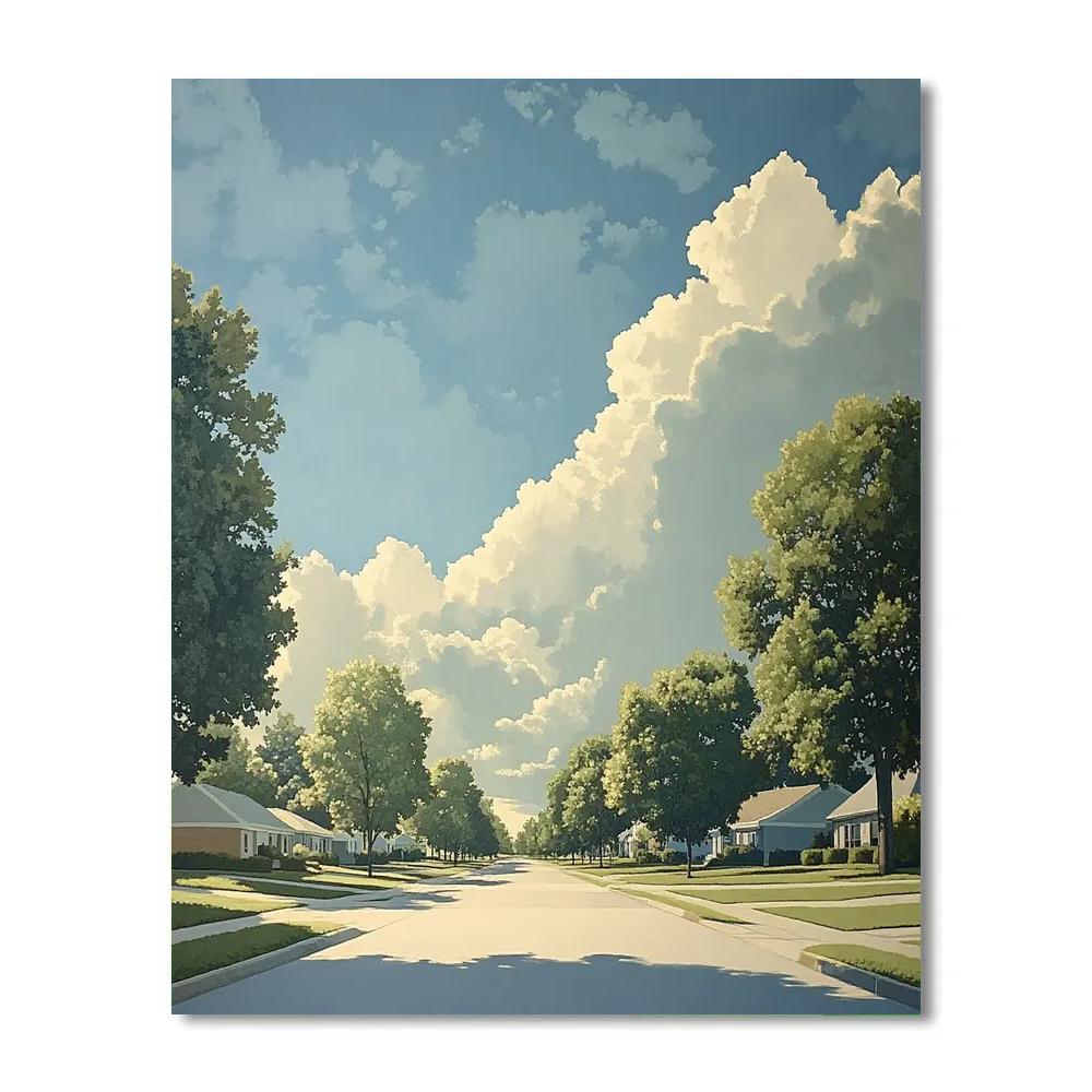 René Magritte Inspired Quiet Suburb Paint by numbers art
