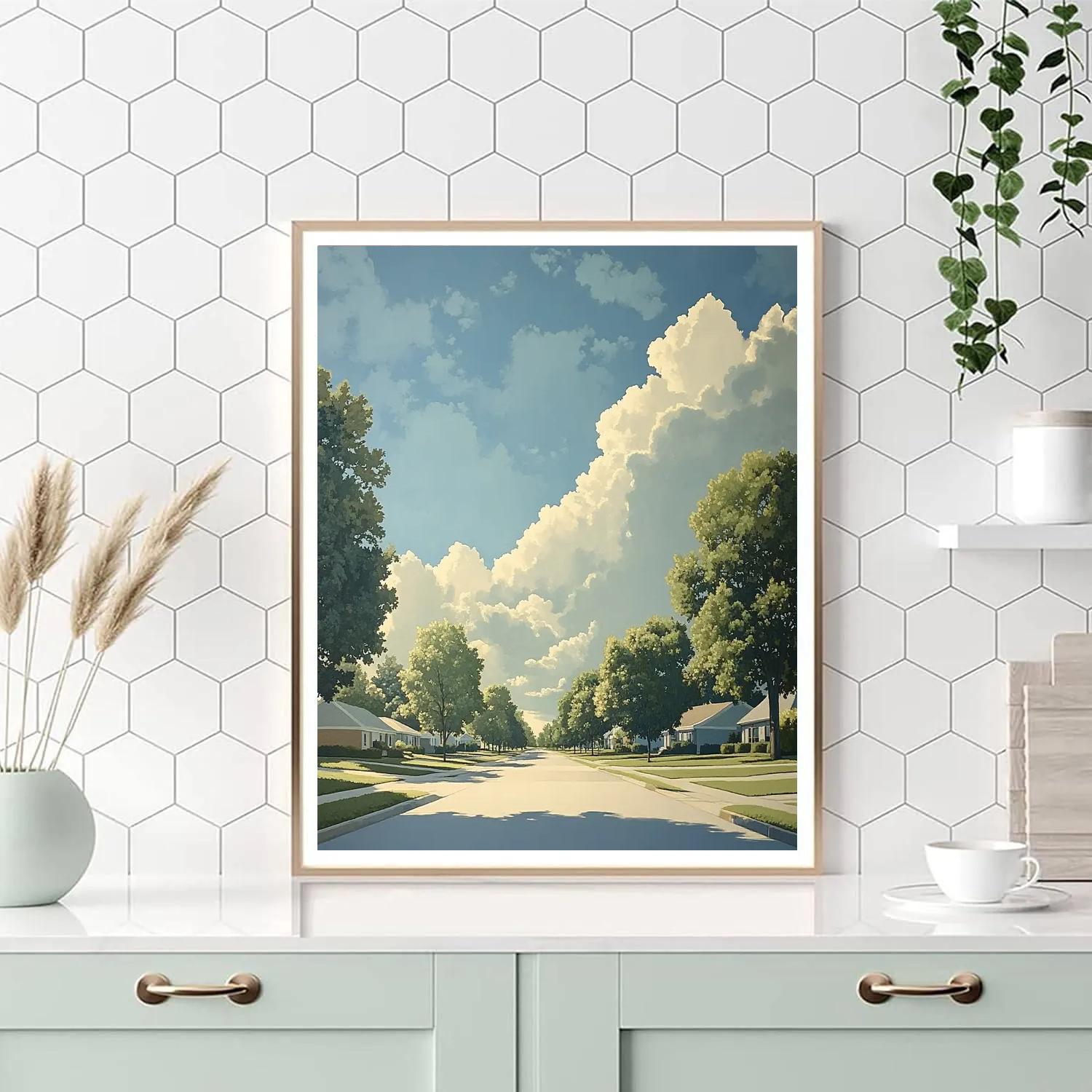 René Magritte Inspired Quiet Suburb Paint by numbers art
