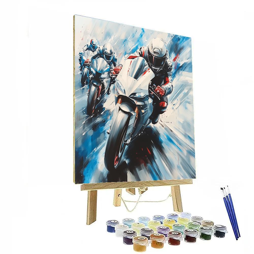 Futurist Inspired Racing Motorcyclists paint by number