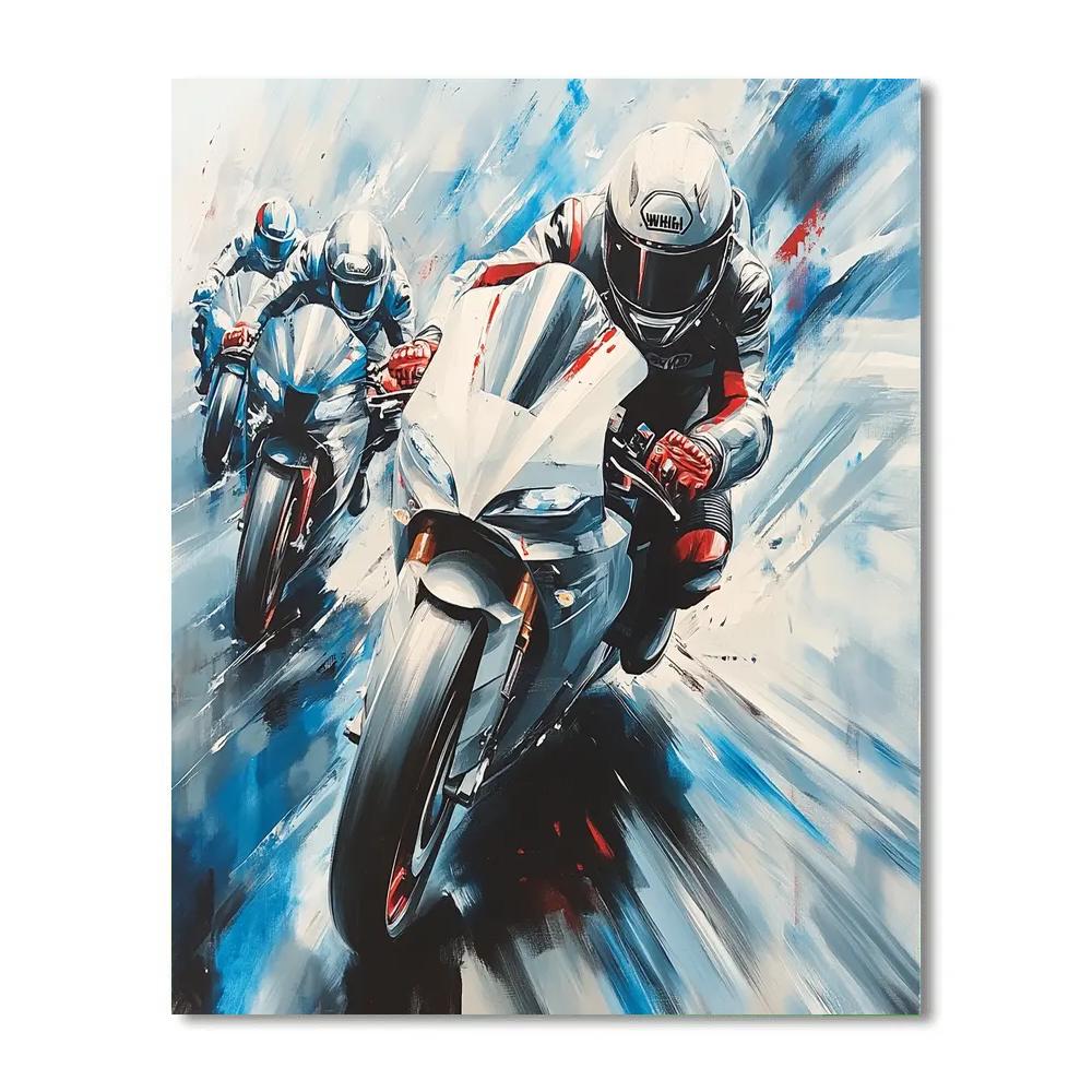Futurist Inspired Racing Motorcyclists paint by number