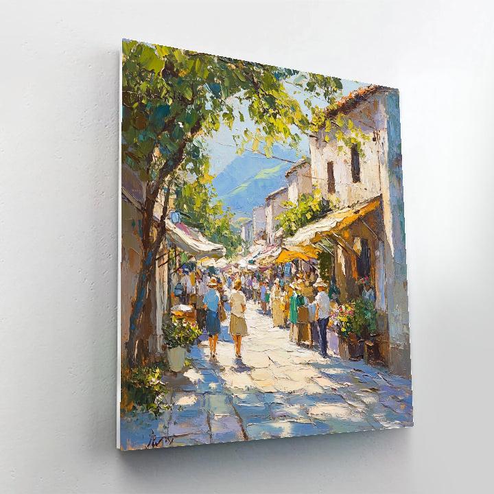 Pissarro Inspired Market Lane Number painting