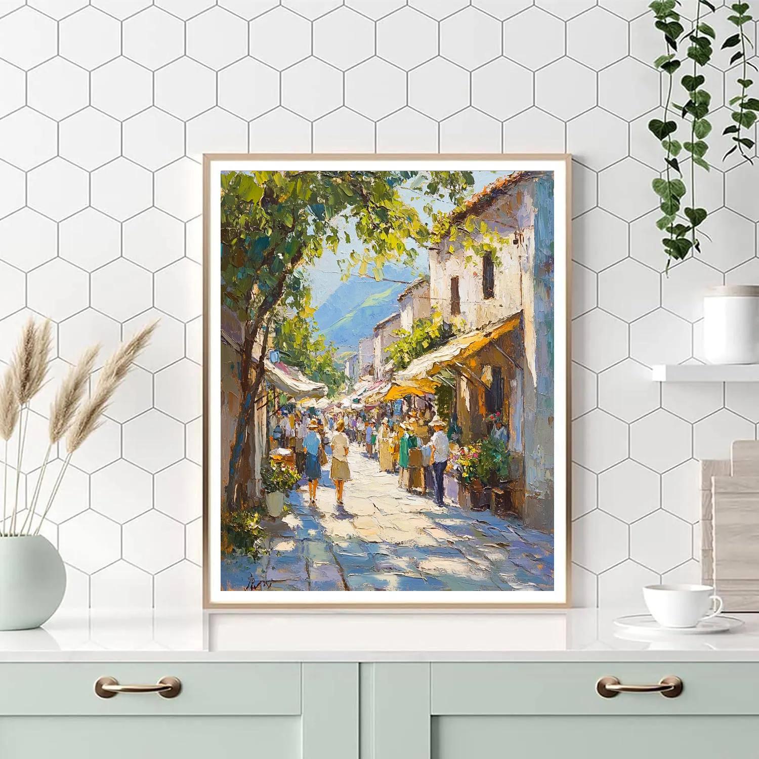 Pissarro Inspired Market Lane Number painting