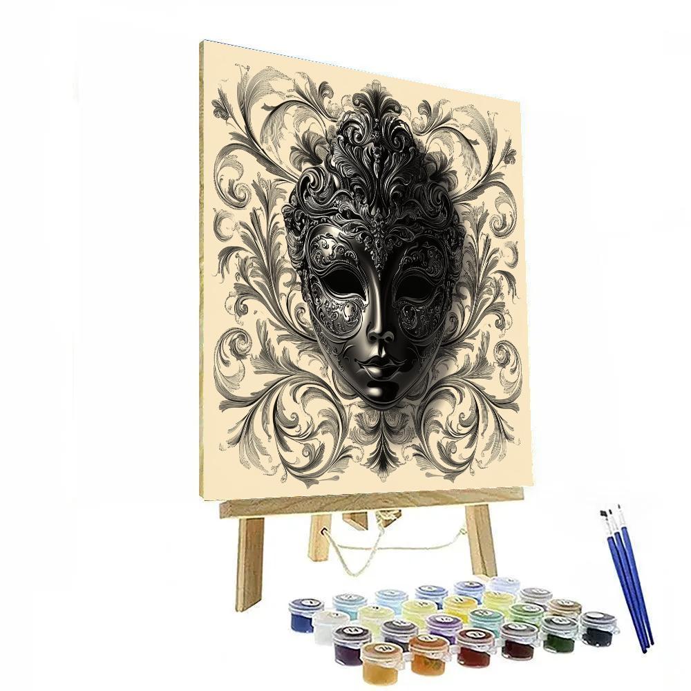 Beardsley Inspired Opera Mask Paint by numbers art