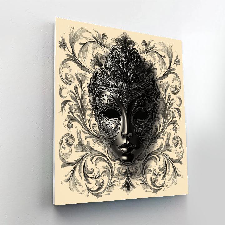 Beardsley Inspired Opera Mask Paint by numbers art