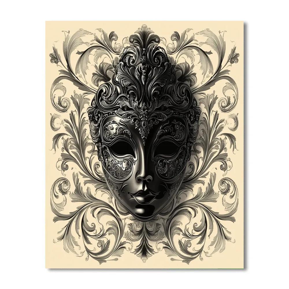 Beardsley Inspired Opera Mask Paint by numbers art