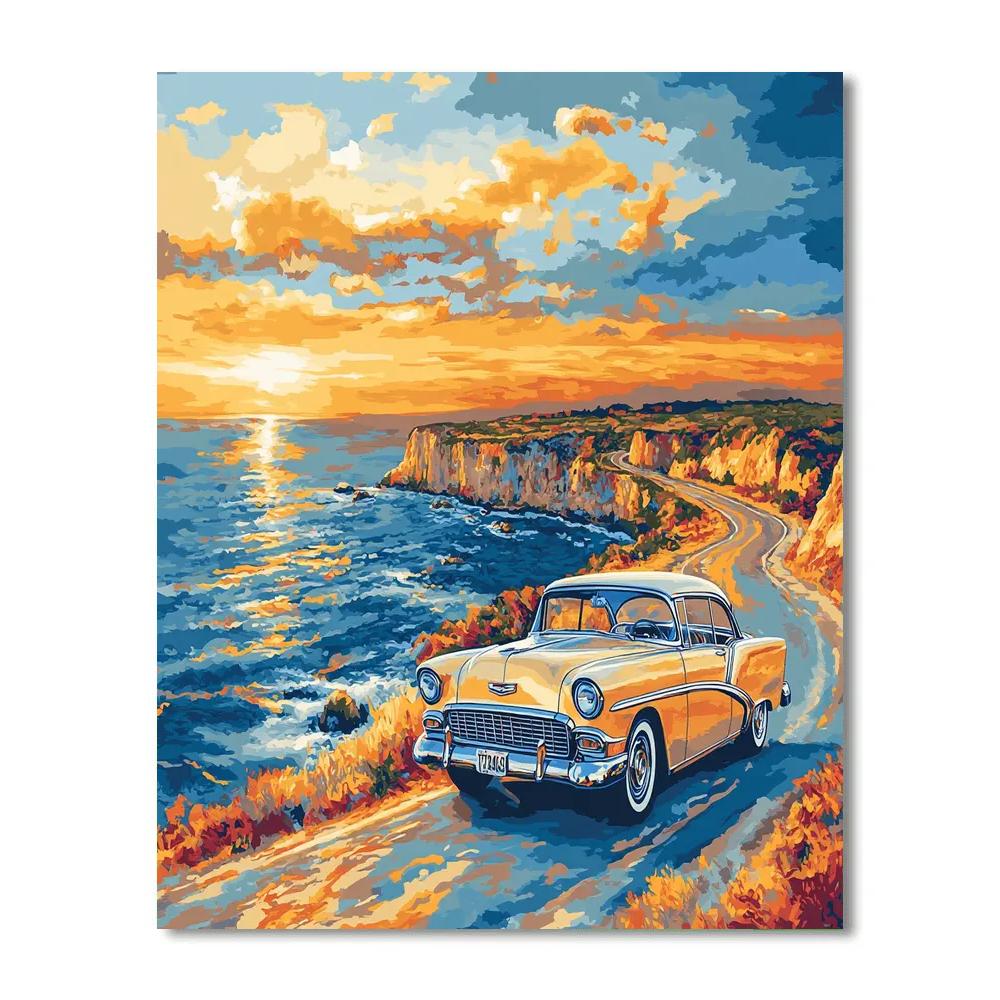 Poster Inspired Vintage Roadster DIY paint by numbers