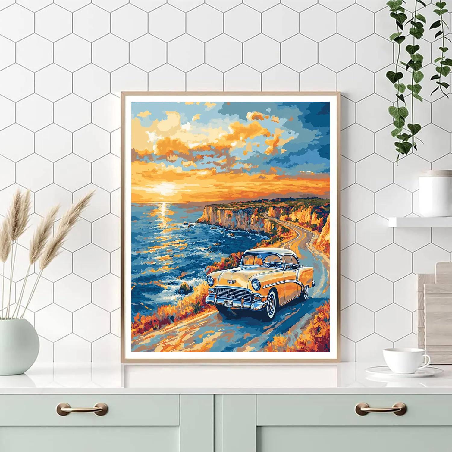 Poster Inspired Vintage Roadster DIY paint by numbers
