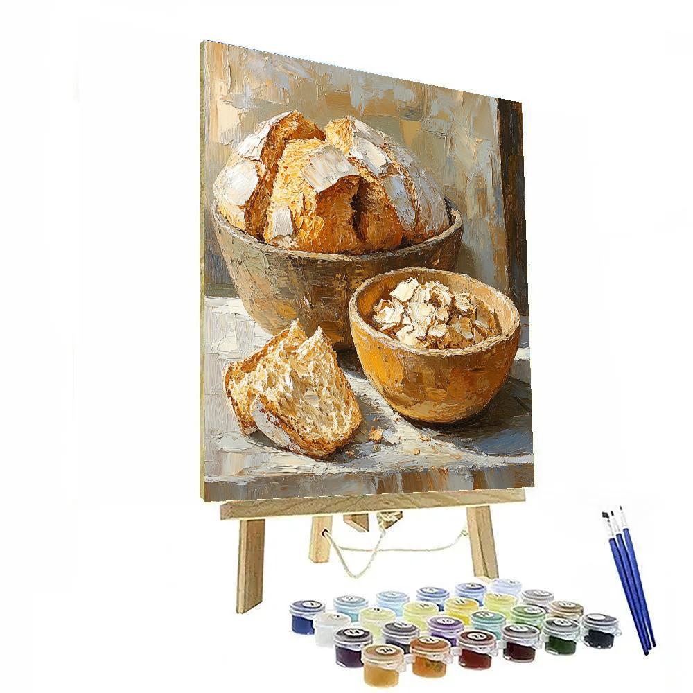 Lucian Freud Inspired Bread And Bowl paint by color