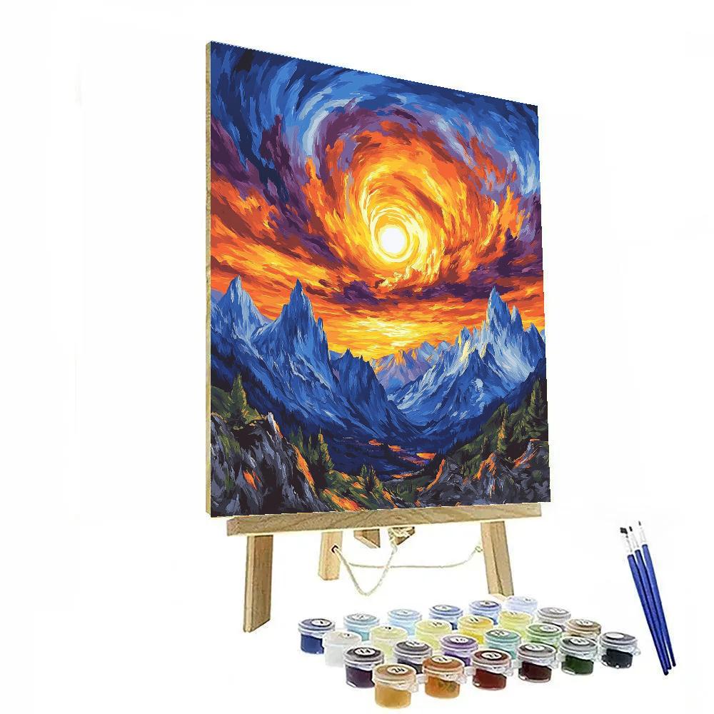 Van Gogh Inspired Mountain Sunset Paint by numbers kits