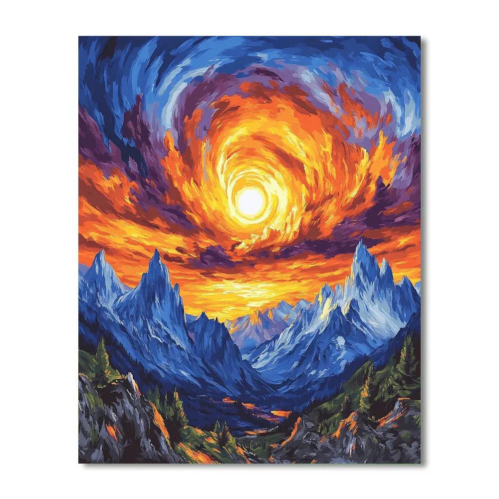 Van Gogh Inspired Mountain Sunset Paint by numbers kits