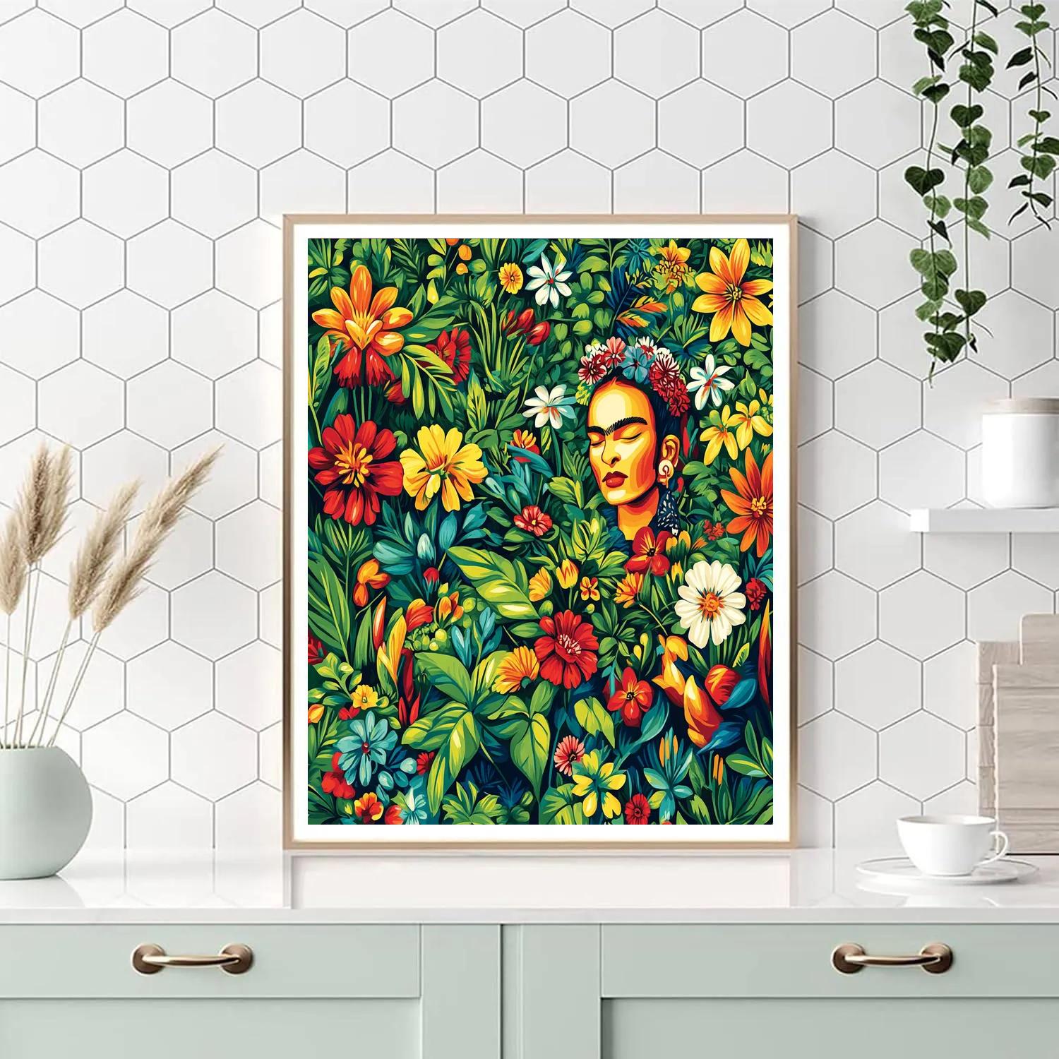 Frida Kahlo Inspired Mythical Garden DIY paint by numbers