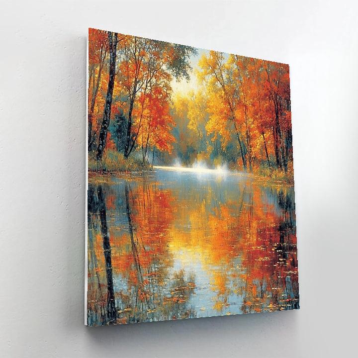 Monet Inspired Reflections Of Autumn Number painting