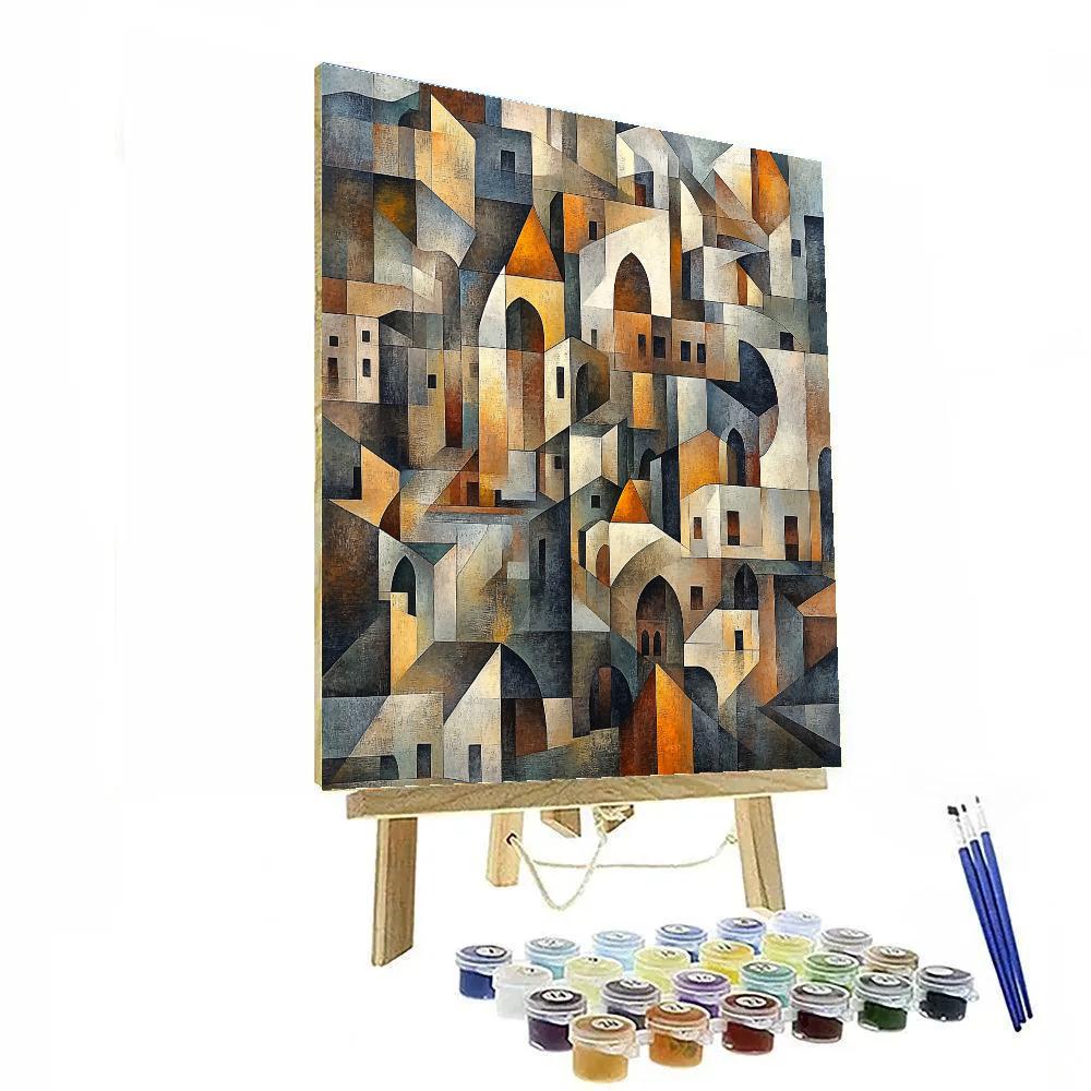 Picasso Inspired Cubist Cityscape Paint by numbers art