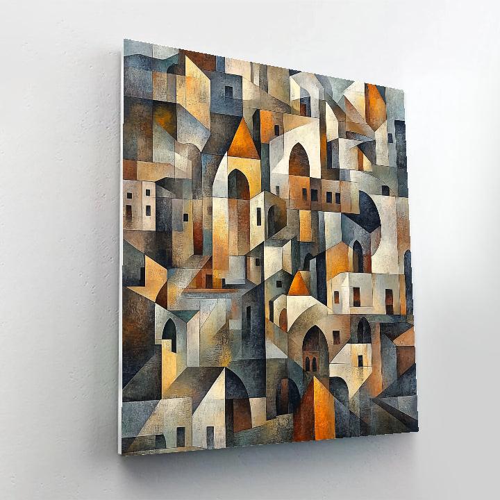 Picasso Inspired Cubist Cityscape Paint by numbers art