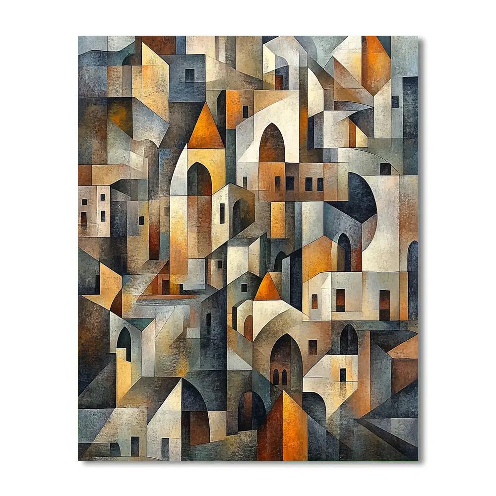 Picasso Inspired Cubist Cityscape Paint by numbers art