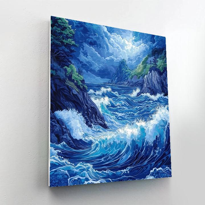 Hokusai Inspired Ethereal Waves Number painting