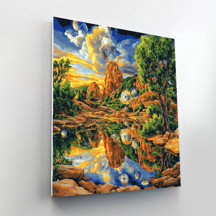 Dali Inspired Surreal Reflections paint by number