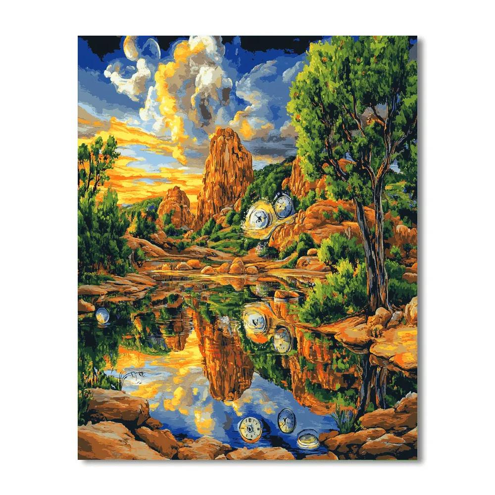 Dali Inspired Surreal Reflections paint by number