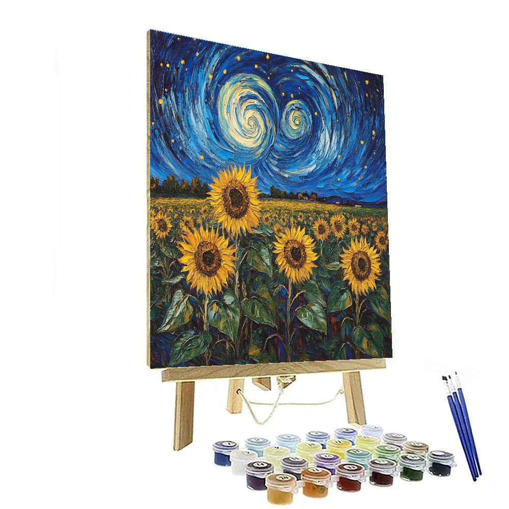 Van Gogh Inspired Cosmic Sunflowers Numbered painting kits