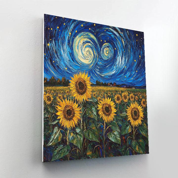 Van Gogh Inspired Cosmic Sunflowers Numbered painting kits