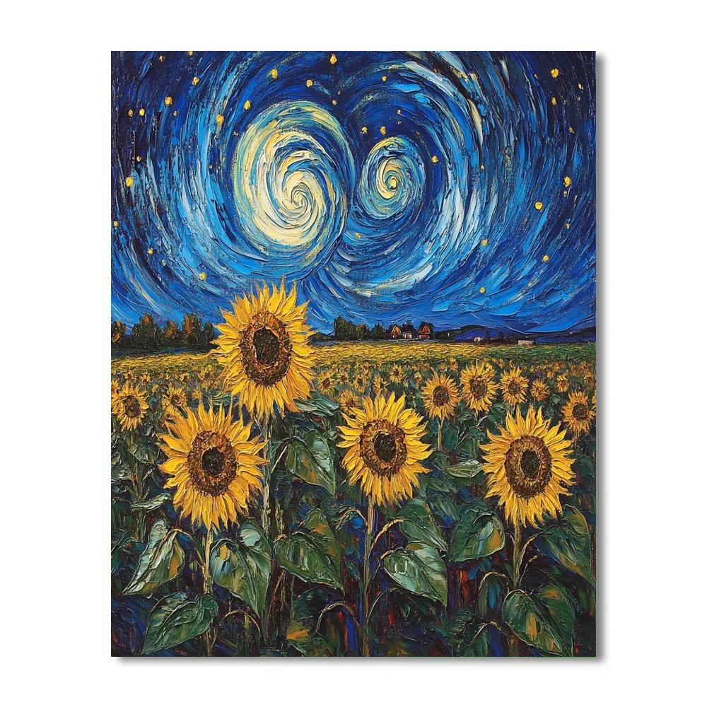 Van Gogh Inspired Cosmic Sunflowers Numbered painting kits