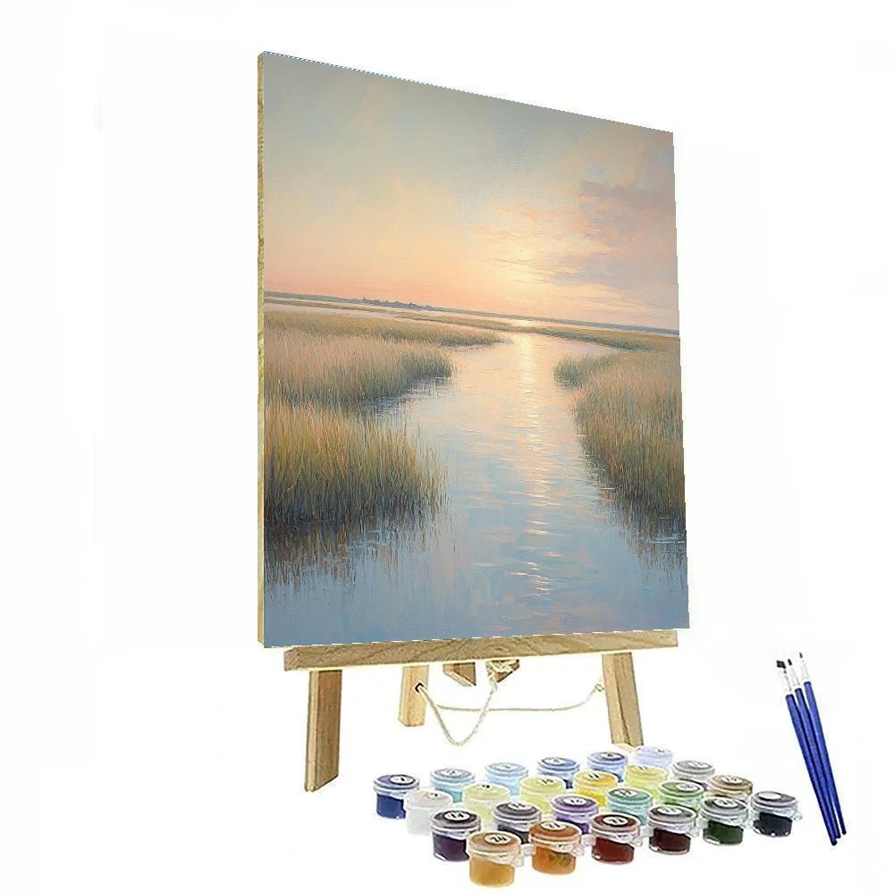 Edgar Degas Inspired Morning Light Over Reed Marsh paint by color
