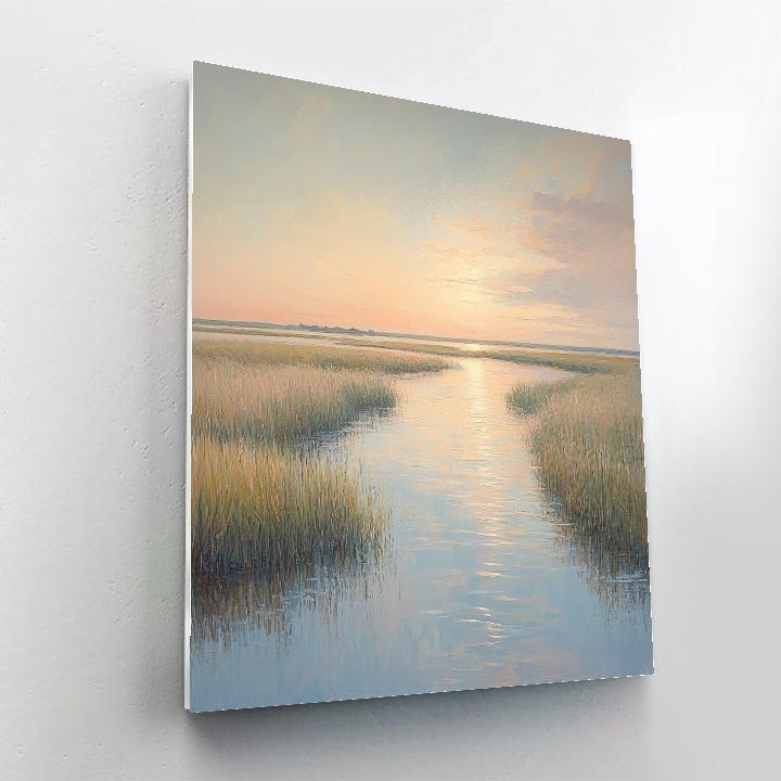 Edgar Degas Inspired Morning Light Over Reed Marsh paint by color