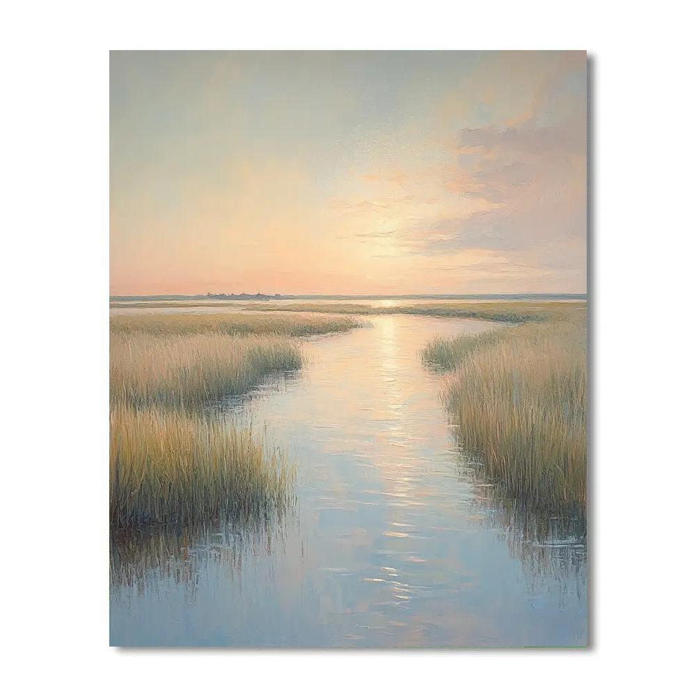 Edgar Degas Inspired Morning Light Over Reed Marsh paint by color