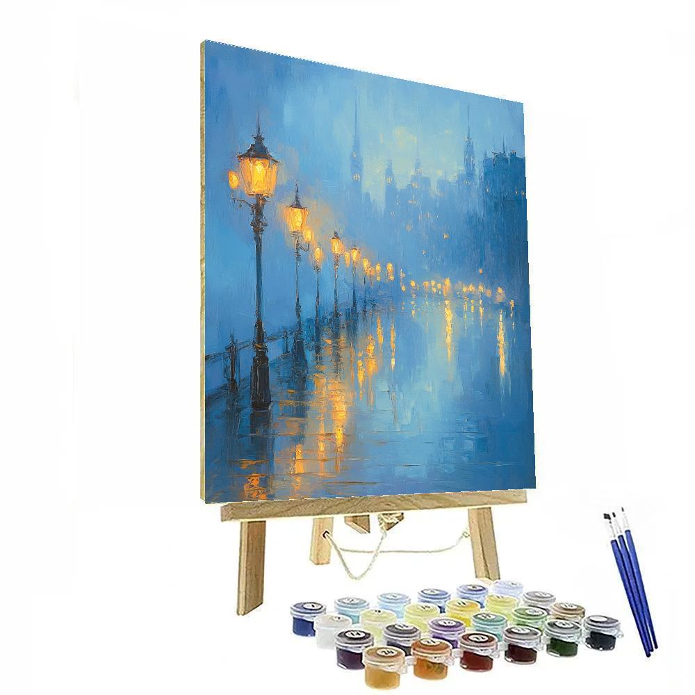 Monet Inspired Foggy Citylights paint by number