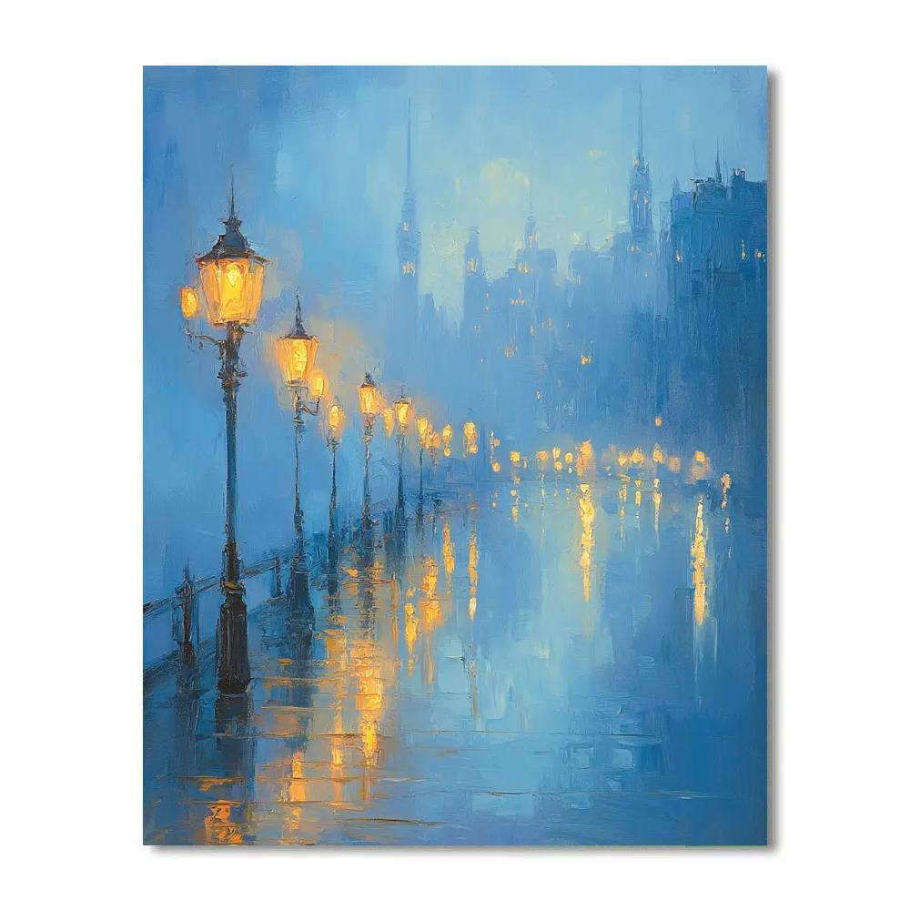 Monet Inspired Foggy Citylights paint by number
