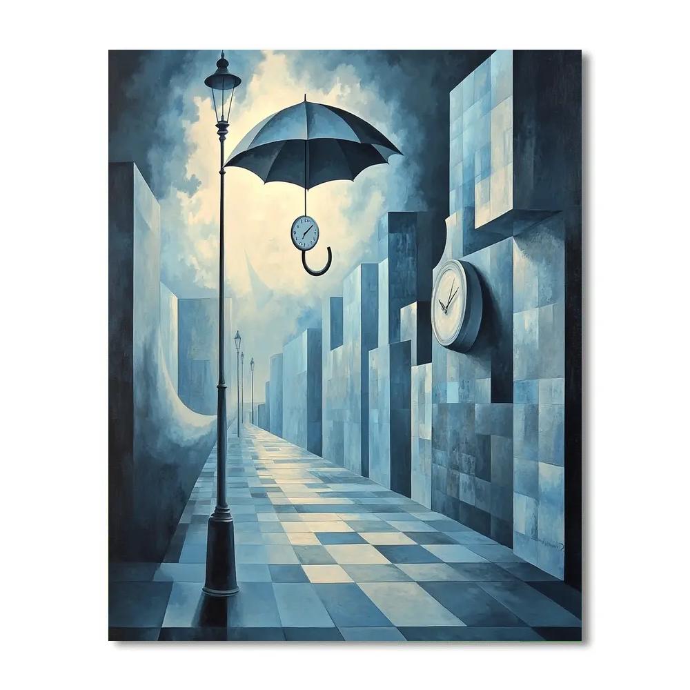 Magritte Inspired Silent Streets paint by number