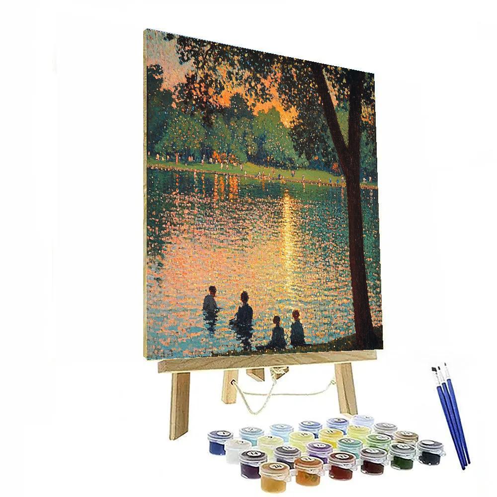 Seurat Inspired Sunday Afternoon By The Lake paint by number