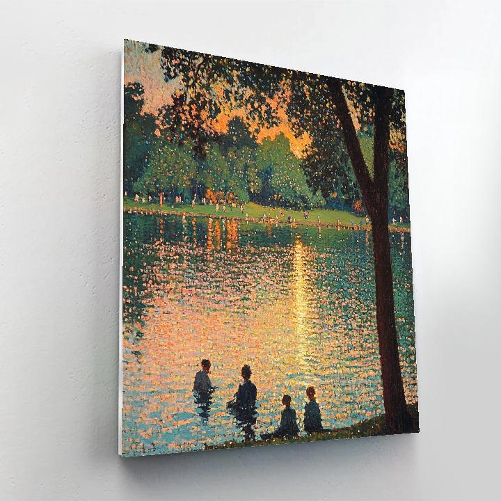Seurat Inspired Sunday Afternoon By The Lake paint by number
