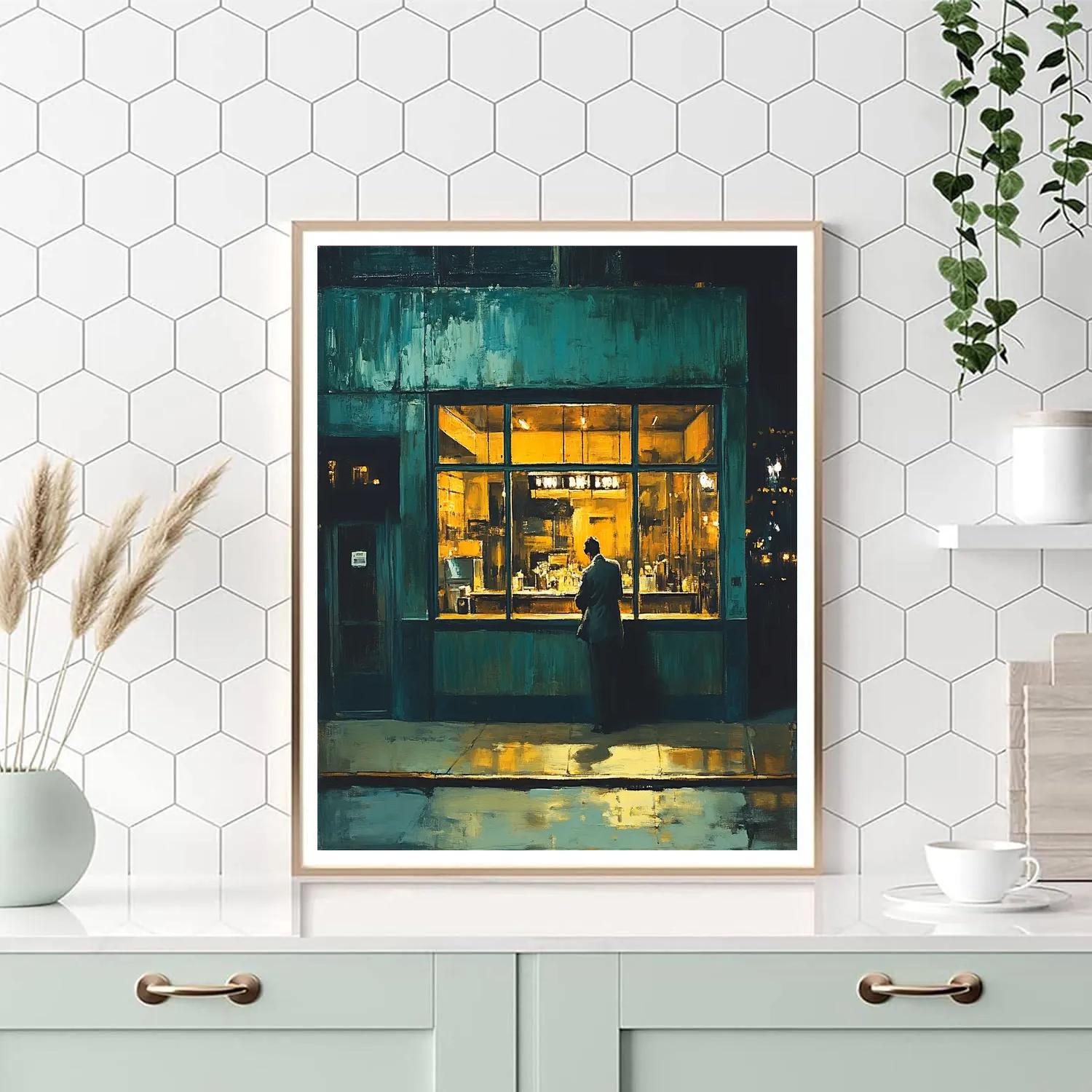 Edward Hopper Inspired Late Night Cafe Numbered painting kits